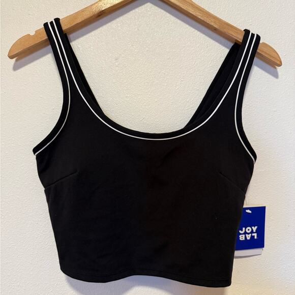 JoyLab Black Women's Crop Top white piping size medium - Picture 1 of 4
